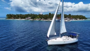 sailing yacht in beautiful bay